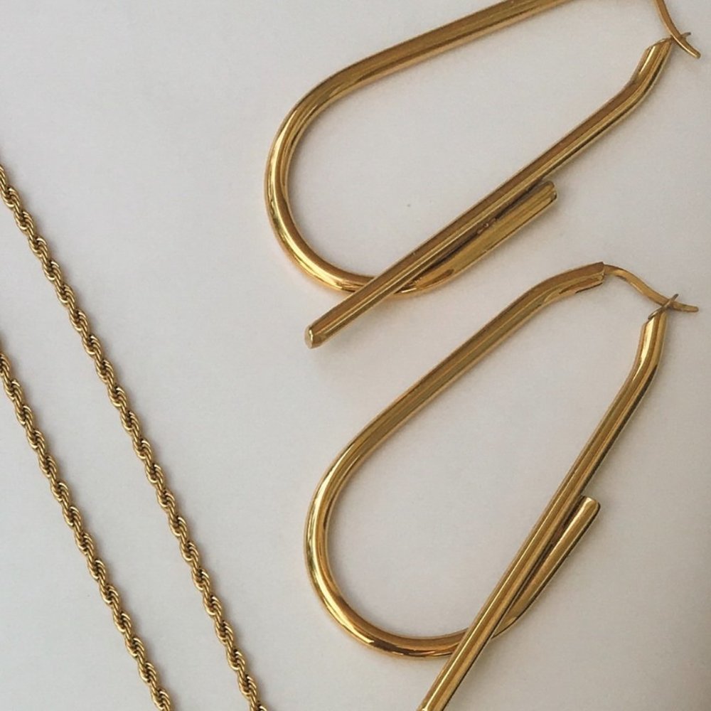 Statement 18K Gold Hoop Earrings - Picture 9 of 11